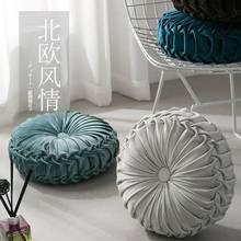 Cojín redondo plisado de terciopelo, almohada de suelo, PUF suave y cómodo, decoración para sofá y hogar 2024 - compra barato