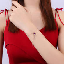 LAMOON Crown Key 925 Silver Bracelet For Women Natural Teardrop Amethyst 18K Gold Plated Fine Jewelry Fairy Princes HI024 2024 - buy cheap