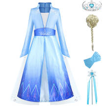 Vestido de Elsa para niña, ropa de princesa para fiesta, disfraces de Anna y Elsa, conjunto de accesorios para el cabello 2024 - compra barato