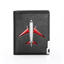 2020 nova moda aeronaves tema impressão carteira bolsa de couro para homens titular do cartão de crédito curto masculino fino moeda dinheiro sacos