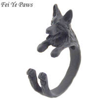 Fei Ye Paws-Anillo de envoltura de perro para hombre, Adorable Animal, regalo de fiesta para niña, pastor alemán negro y azul 2024 - compra barato