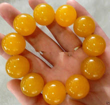 100% Natural jade Stone Yellow Jade 20mm Bead Beads Bangle Stretchy Bracelet New 2024 - buy cheap
