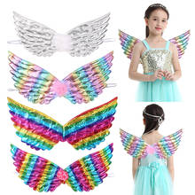 Kids Children Glossy Metallic Angel Wings for Photography Masquerade Halloween Cosplay Party Costume Accessory 2024 - buy cheap