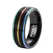 New 8mm Width Black Rings for Men Tungsten Carbide Band Brushed Finishing Rainbow Colorful Size 7-12 Comfort Fit Best Gift 2024 - buy cheap