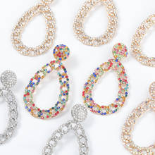 2021 New Chain Metal Rhinestone Geometric Earrings Women's Creative Popular Dangle Earrings Party Jewelry Accessories 2024 - buy cheap