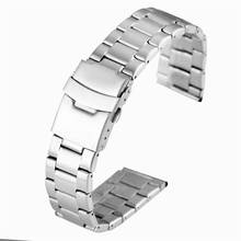 Pulseiras de relógio de aço inoxidável, 20/22mm, prata/preto, fecho dobrável de metal, pulseiras de reposição, pulseira de relógio com barras de mola 2024 - compre barato