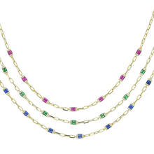 Gold color green baguette cz open link chain choker women necklace 32+10cm 2022 new jewelry 2024 - buy cheap