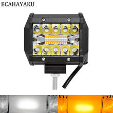 ECAHAYAKU New 4 inch LED Light Bar 12V 60W Dual color with Strobe Flashing style for Off road SUV Boat Jeep Hummer Fog Light 12V 2024 - buy cheap
