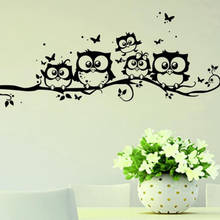 Детские Виниловые 3d-стикеры на обои с изображением совы и бабочки, украшение дома, наклейка на стену с животными, домашний декор 2024 - купить недорого