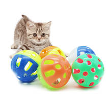 Cat Ball Toy With Jingle Bell Inside Kitten Toys Pet Cat Teaser Colorful Balls Toy For Cats Pounce Chase Rattle Toy dropshipping 2024 - купить недорого