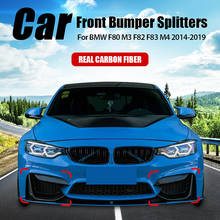 1SET Real Carbon Fiber Front Bumper Lip Splitters Flap Cupwings For BMW F80 M3 F82 F83 M4 2014-2019 Front Splitter Fog Lamp Trim 2024 - buy cheap