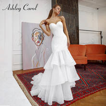 Ashley Carol Mermaid Wedding Dress 2022 Shiny Beaded Ruffles Tiered Sweetheart Sleeveles Romantic Bride Dresses Vestido De Noiva 2024 - buy cheap