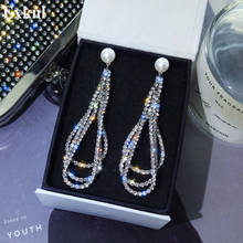 Exknl Big Earrings Jewelry with Pearl Women Party Earing Female Statement Crystal Wedding Bridal Fashion Drop Earrings for Women 2024 - buy cheap