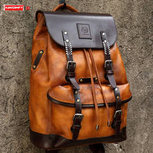 Men's Backpack 2022 New Male Laptop Shoulder Bag Travel Bag Full Leather Men School Backpacks Bags First Layer Cowhide Solid Bag 2024 - buy cheap