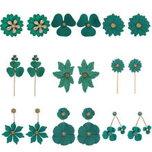 Brincos de flor verde romântica e doce, moda simples e versátil, temperamento feminino, joias tendência 2024 - compre barato