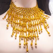 Collar de danza del vientre dorado/plateado para mujer, joyería Sexy con cuentas, accesorio para disfraz de danza India, de alta calidad, nuevo 2024 - compra barato