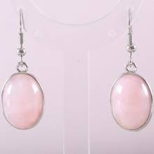 Natural Stone Dangle Earrings For Women Pink Crystal Oval Beads Stainless Steel Earrings 1Pair U451 2024 - buy cheap