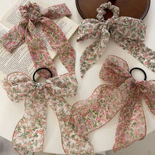 2021 New Sweet Floral Printing Bow Hairband Scrunchies Handmade Weave Big Bowknot Fabric Hair Accessories Headband 2024 - buy cheap