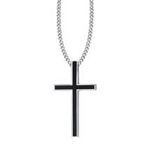 Pingente de cruz aço inoxidável fino, delicado, preto, cruz de jesus, colares, presente para homens e mulheres 2024 - compre barato
