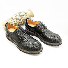 Casual Style Authentic Real True Crocodile Skin Men's Black Oxfords Genuine Alligator Leather Male Lace-up Leisure Derby Shoes 2024 - buy cheap