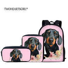 Twoheartsgirl Greek Hound/Dachshund School Bag Teenager Kids Animal Dog Pattern Backpack Elementary Primary Bookbags 3Pcs/set 2024 - buy cheap