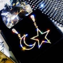 Fashion New Korean Ins Asymmetric Star Moon Earrings Simple Sweet Wild Earrings Girlfriend Wedding Gift 2024 - buy cheap