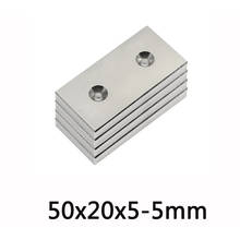 3/5/10pcs N35 Rare Earth Magnets Double Countersunk hole 5mm Long Rectangular Magnets 50x20x5-5mm Permanent Magnet 50*20*5-5mm 2024 - buy cheap