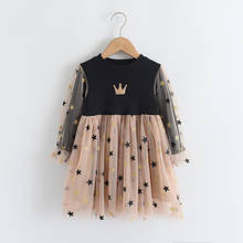 Girls Dress 2022 New Spring Autumn Kids Stars Sequined Party Costumes Mesh Crown Outfits Girl Princess Dress Kids Clothing 2 6 Y 2024 - buy cheap