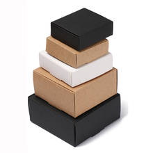 Caja de papel Kraft pequeña de 9 tamaños, caja de cartón marrón hecha a mano para jabón, caja de regalo de papel artesanal blanco, caja de joyería de embalaje negro, 10 unids/lote 2024 - compra barato