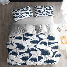 HELENGILI-Juego de ropa de cama 3D con estampado de tiburones, edredón, ropa de cama realista con funda de almohada, Textiles para el hogar # SY-27 2024 - compra barato