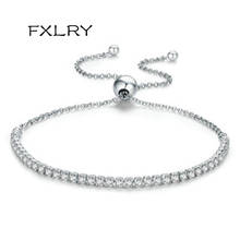 FXLRY 2.5mm Women's Slim Jewelry Micro Inlay white zirconia AAA+Tennis Chain Bracelet For Girl To Gift Jewelry 2024 - buy cheap