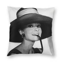 Audrey hepburn travesseiro capa decoração almofadas lance travesseiro para sala de estar impressão dupla face 2024 - compre barato