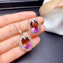 High Quality Ametrine Sun Flower Ring Pendant Necklace Set S925 Silver Fine Fashion Wedding Jewelry for Women Free Shipping 2024 - buy cheap