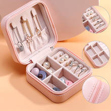 Fashion PU Fibre Jewelry Box Women Portable Storage Organizer Earring Holder Zipper Jewelry Display Travel Case 2024 - buy cheap
