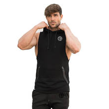 New muscle sports fitness vest male training hooded hooded vest sleeveless loose vest 2024 - buy cheap