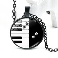 2020 New Accessories Dog Palm Piano 3 Color Retro Necklace Jewelry Glass Convex Round Pendant Jewelry Charm Music Gift 2024 - buy cheap