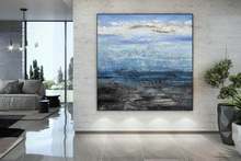 Pintura al óleo abstracta de paisaje, lienzo moderno de mar, arte de pared grande, pintura de pared, decoración de sala de estar, póster 2024 - compra barato