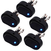 5 peças luz led redonda azul ponto 12v carro barco auto rocker spst interruptor de alternância
