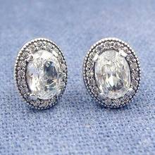 Original Vintage Elegance With Crystal Studs Earrings 925 Sterling Silver Earrings For Women Wedding Gift Fine Pandora Jewelry 2024 - buy cheap
