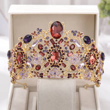 Vintage Gold Large Baroque Party Crowns Tiara Crown Crystal Heart Wedding Hair Accessories Princess Headband Bridal Ornaments 2024 - buy cheap