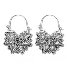 Docona Ethnic Mandala Flower Dangle Earrings for Women Gold Silver Color Carving Hollow Earrings Female Party Jewelry Brincos 2024 - buy cheap