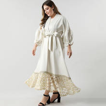2021 Abaya Long Spring Womens Dresses Butterfly Sleeve Large Plus Size Fashion Elegant Sashes Stitching Mesh Maxi Party Dress 2024 - buy cheap
