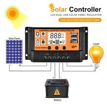 Controlador de carga solar automático, "painel de saída para regulador de carga de sistemas fotovoltaicos, 12v/24v, lcd, dual usb, 5v, 100a/50a/40a/30a/20a/10a 2024 - compre barato