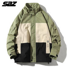 SAZ 2021 Men's Windbreaker Jackets Youth Fashion Casual Men's Coat Splice Preppy Style Windbreaker Jacket 2024 - buy cheap