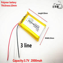 3 line Good Qulity 3.7V,2000mAH,103450 Polymer lithium ion / Li-ion battery for TOY,POWER BANK,GPS,mp3,mp4 2024 - buy cheap
