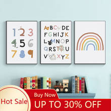 ABC Poster Alphabet Number Posters And Prints Rainbow Canvas Painting Print Baby Nursery Wall Art Educational Decorative Picture 2024 - buy cheap