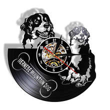 Reloj de pared con disco de vinilo para perro de montaña, diseño moderno de Mascota, cachorro suizo, corte láser, artesanía, Álbum de Música artística 2024 - compra barato