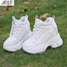 Zapatos informales con plataforma para mujer, zapatillas de suela gruesa, transpirables, de malla, color blanco, para otoño 2024 - compra barato