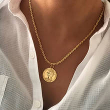 Simple Vintage Twisted Chain Round Figure Coin Pendant Necklace Women Temperament Geometric Clavicle Necklace Jewelry YN1164 2024 - buy cheap