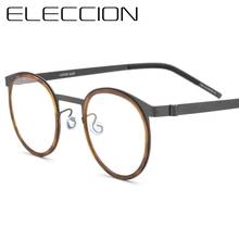 ELECCION Titanium Glasses Frame Men Optical Myopia Prescription Eyeglasses Women Ultralight Round Eyeglasses Korea Denmark 28605 2024 - buy cheap